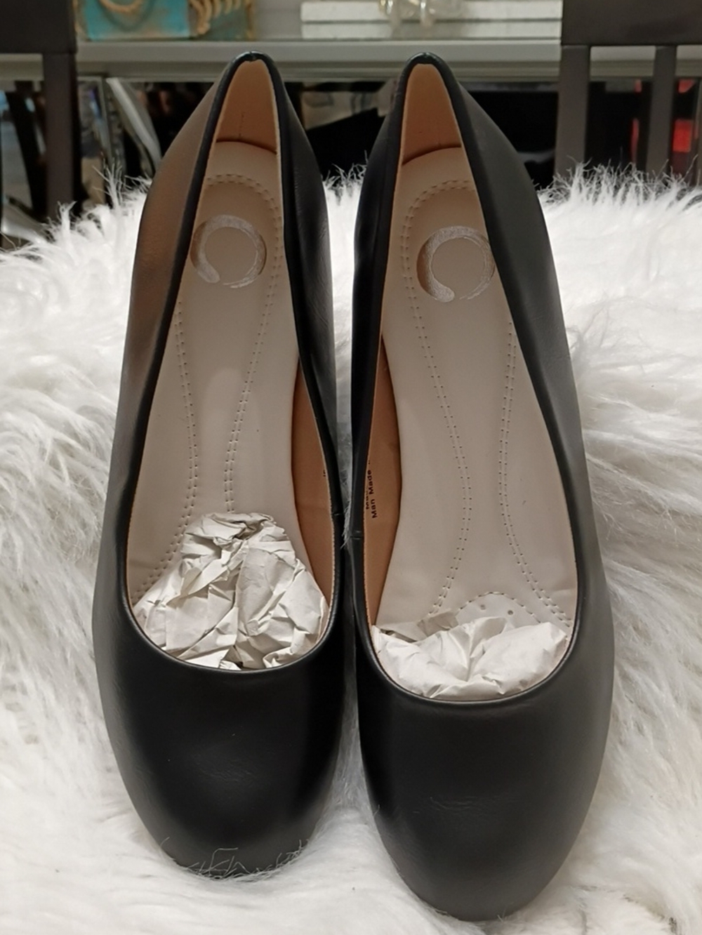 New Journee Collection Luu-M Black Mid-Heel Round-Toe Faux Leather Pumps 8.5 - Picture 11 of 14